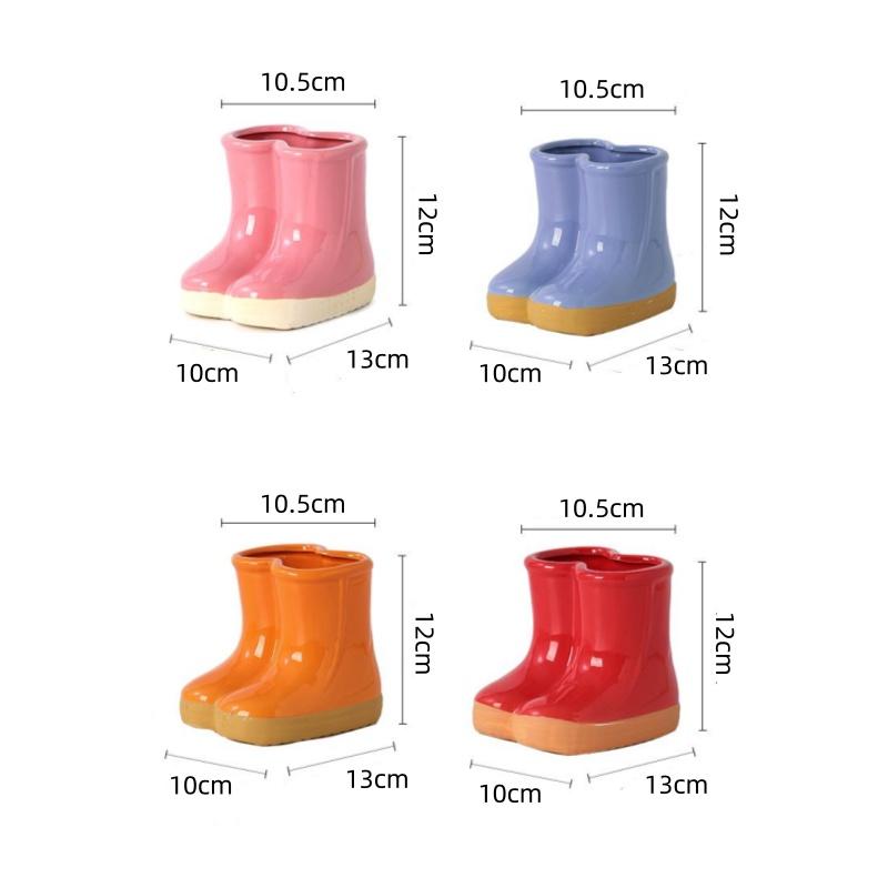 Ceramic Flower Pot Flower Vase Crude Pottery Cartoon Boots Rain Boots Shoes Floral Arrangement Accessories Garden Pot