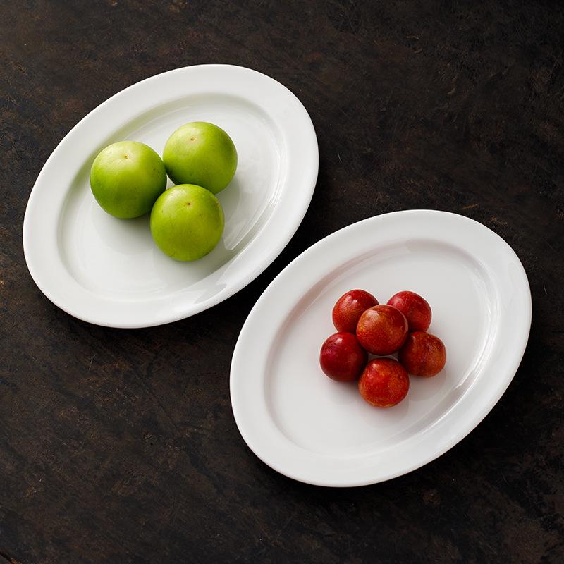 Off-White 9,4" ovales Porzellanteller für Meeresfrüchte, Fisch oder Trockenfrüchte