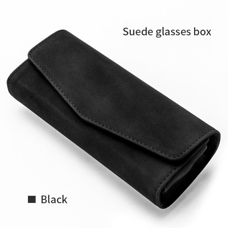 Car Sun Visor Sunglasses Case Clip Hanger Fastener Sunglasses Holder Suede PU Leather Card Ticket Storage Box Eyeglasses Holder