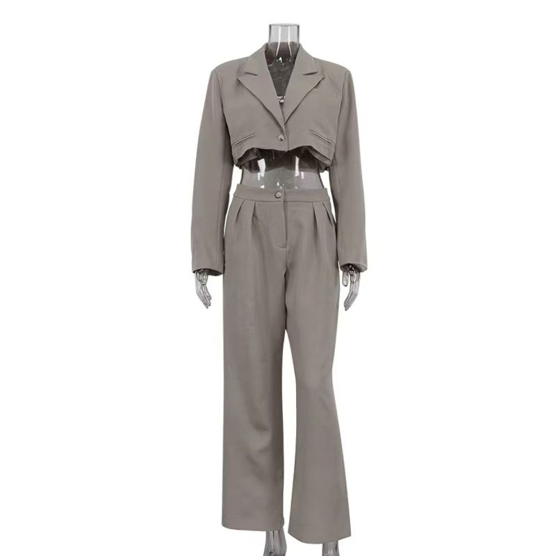 

Fashion Wind New Fashion Short Suit Pants Suit Short Suit and Long Pants Set Khaki S