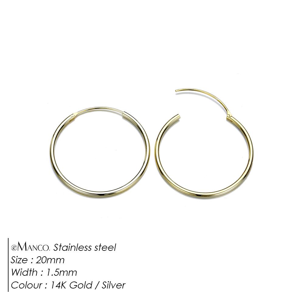 eManco Fashion Gold Size Circle Earrings Women's Jewelry Accessories Classic Stainless Steel Earrings Wholesale