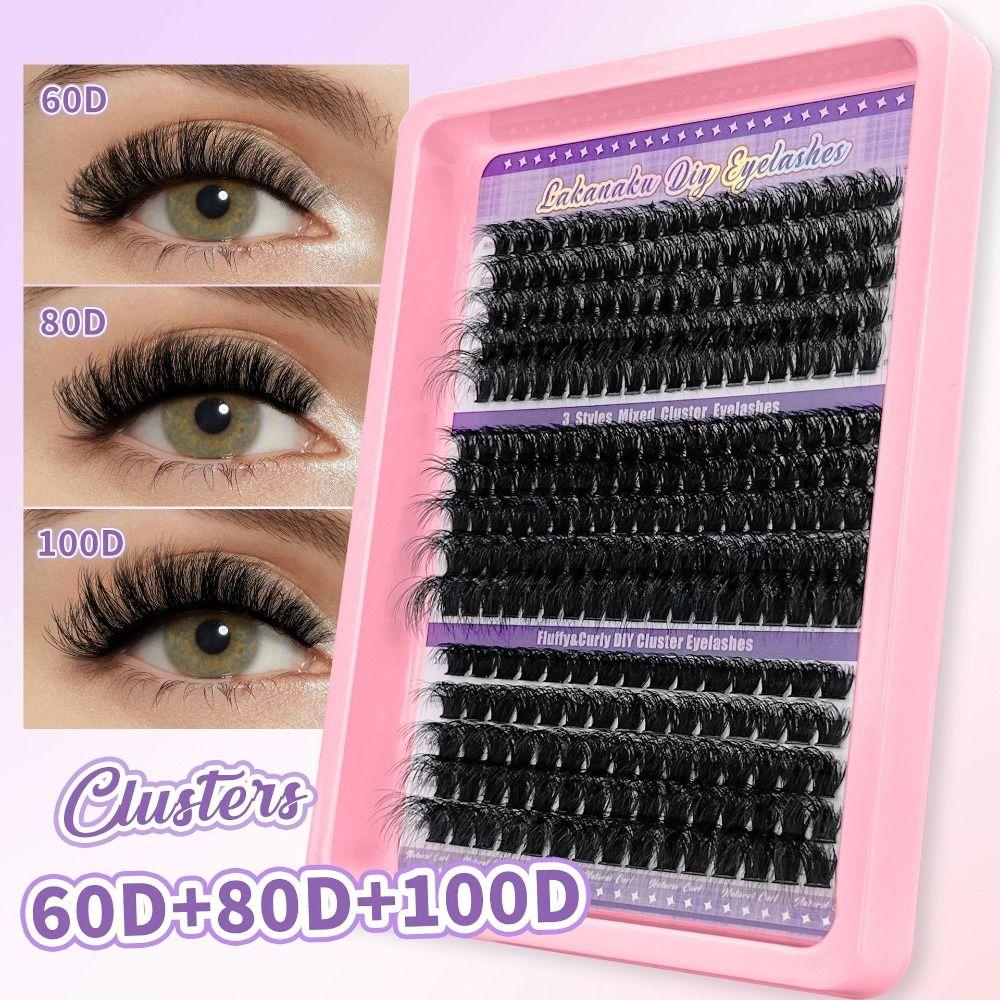 9-16mm Length False Eyelashes Natural Look Wispy Style DIY Lash Extension Kit Fluffy Clusters Volume Fans Fake Eyelash