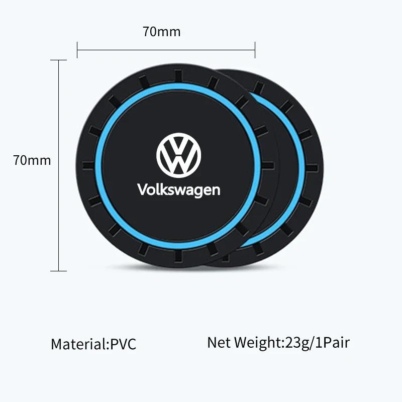 2PCS Car Coasters Water Cup Slots Non-Slip Mat Waterproof Cup Pad For Volkswagen VW Scirocco Jetta Beetle Golf Passat Polo GTINB1