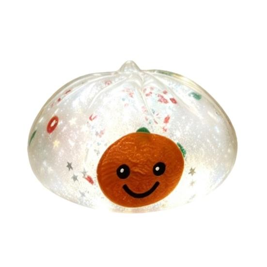 Sensorische Stressbälle Weihnachten Brötchen Quetschspielzeug Set zur Linderung, Weiche TPR Fidget Mini-Figuren mit bunten Pailletten Nikolaus Rentier Design, Dekompression