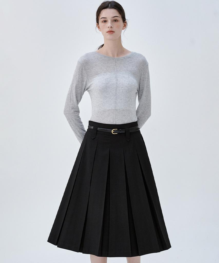 Marop 3113 Pleated Skirt (Black)