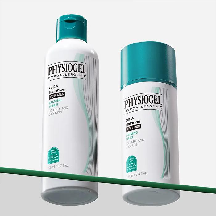 PHYSIOGEL Cica Balance For Men 2-Piece Skincare Set (Toner+ Fluid or Cream) Toner 200ml + Fluid 100ml