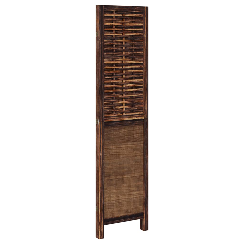 3 Piece Room Divider Dark Brown Solid Paulownia Wood