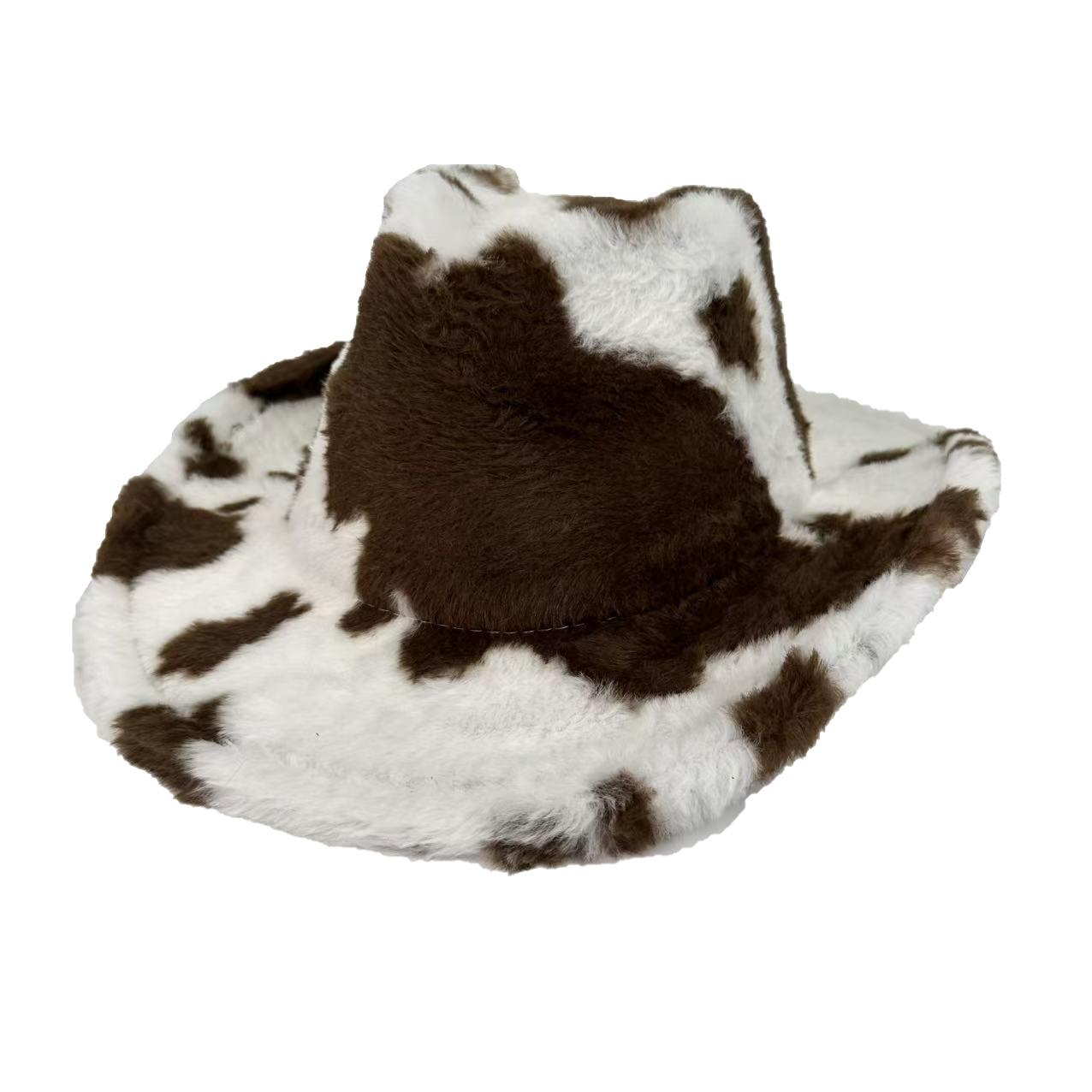 

Autumn And Winter New Cow Western Cowboy Hat Fashion Plush Thickened Hat Thermal Top Hat For E-Commerce M（56-58cm） темно-коричневого кольору