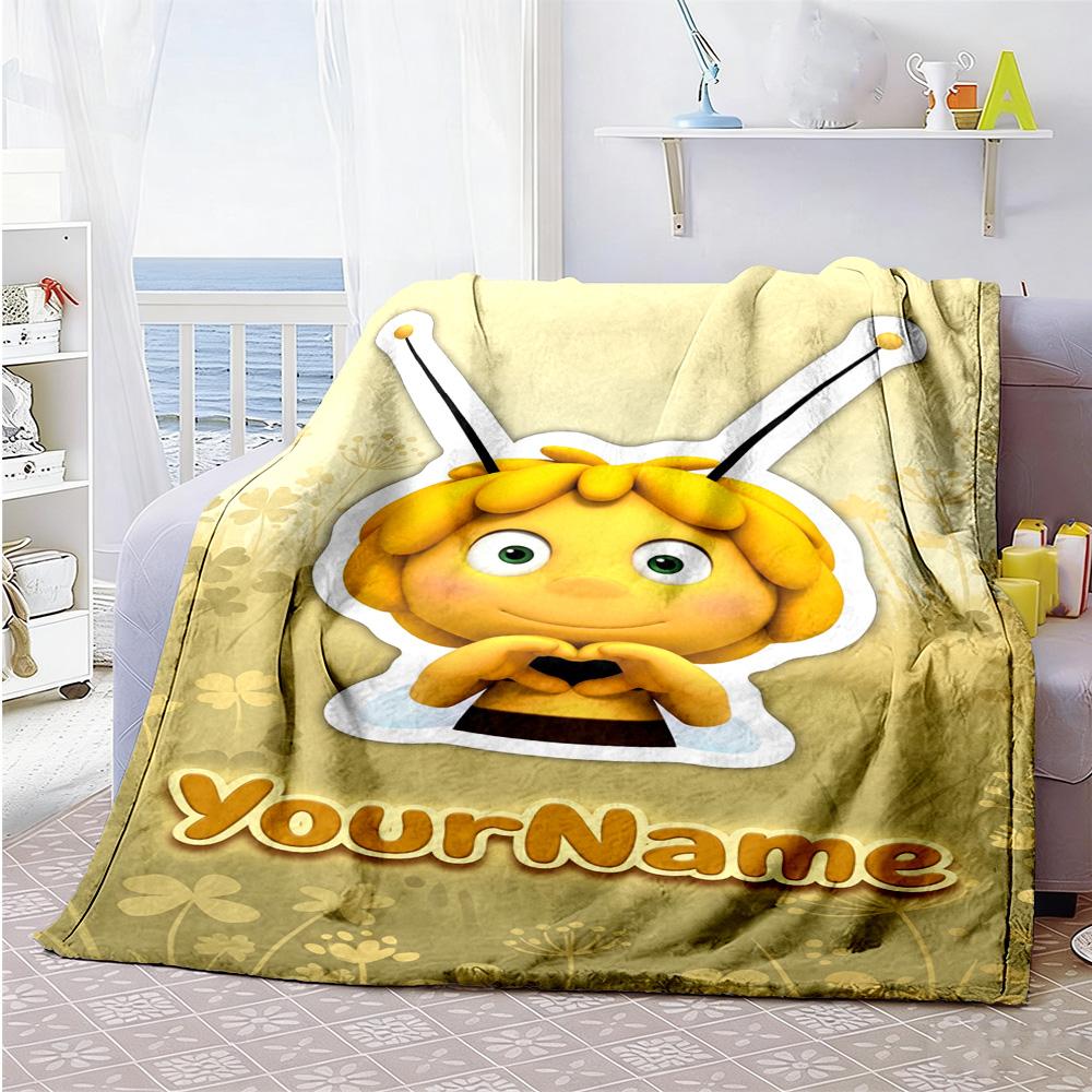 Biene Maja Personalized Name Blanket Multi-purpose Customizable Blanket Ultra-Soft for Nap Bed Home Decor Seaside All-Season Use