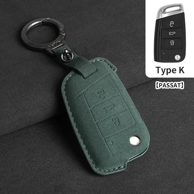 

Car Flip Key Case Cover For Vw Volkswagen Golf 7 Mk7 Tiguan Mk2 For Seat Ateca Leon Fr 2 Ibiza Skoda Octavia Suede Auto Keychain