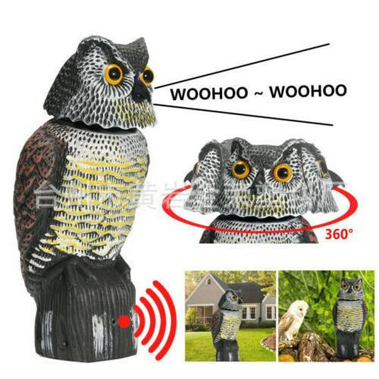 Cross-Border Owl: Outdoor Bird-Scaring, Rodent-Repelling Resin Ornament with Head Movement