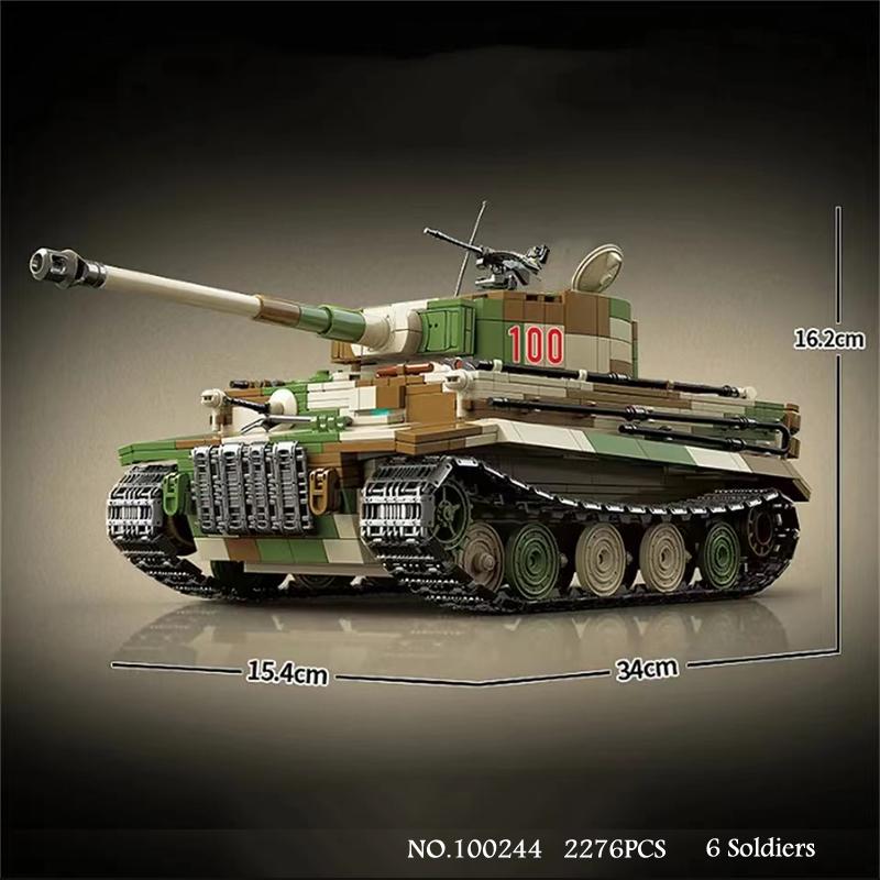 Military World War German King Tiger I Heavy Tank Model Building Blocks WW2 Army Weapons Bricks Tank Toys Boys Gifts 2276 PCS 34CM