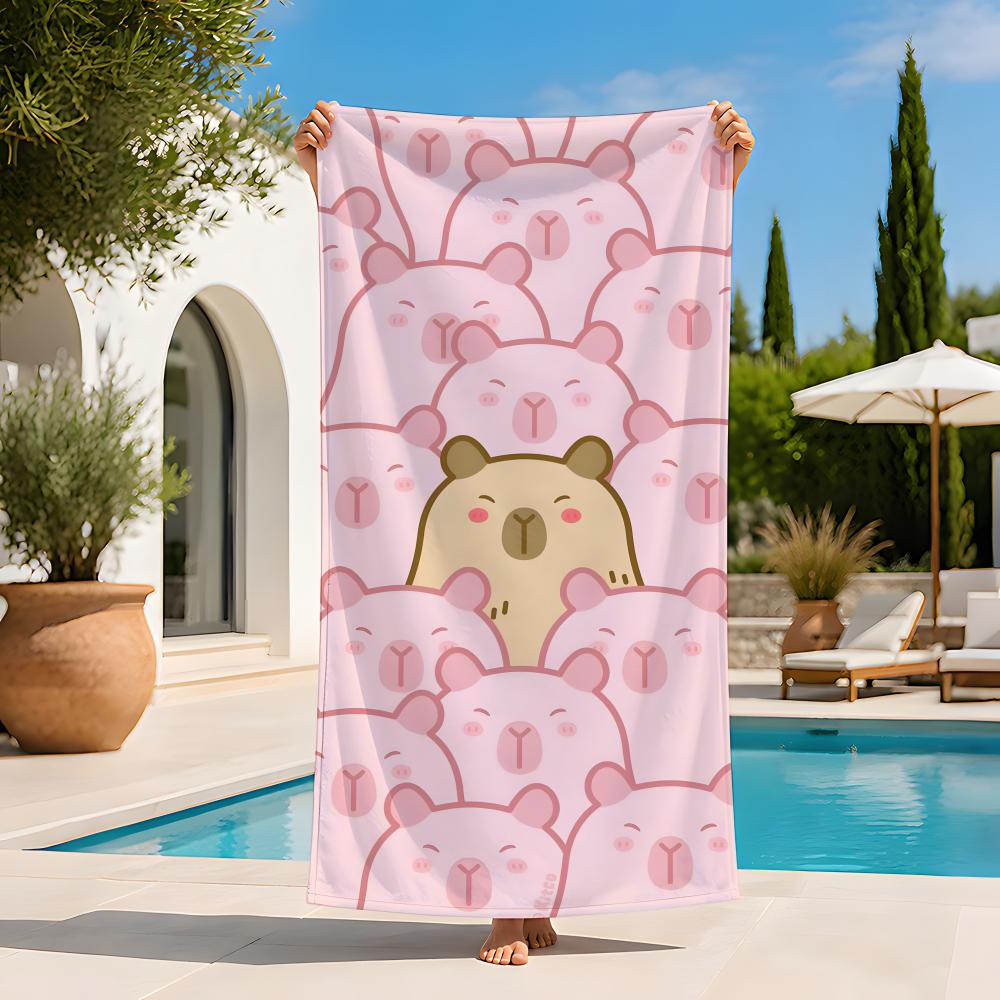 Animal c-capybara Towel Extra Large Beach Towel Quick Dry Sand Free Super Absorbent Lightweight