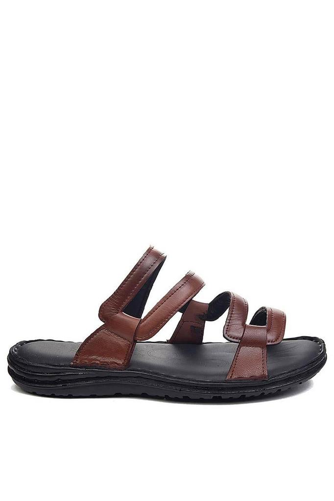 Genuine Real Leather Men's Slippers Light Slippers Leather Syringe Brown