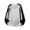 2025 Mens Loose Fit Crewneck Sweatshirt Colorblock Cotton Blend Long Sleeve Top