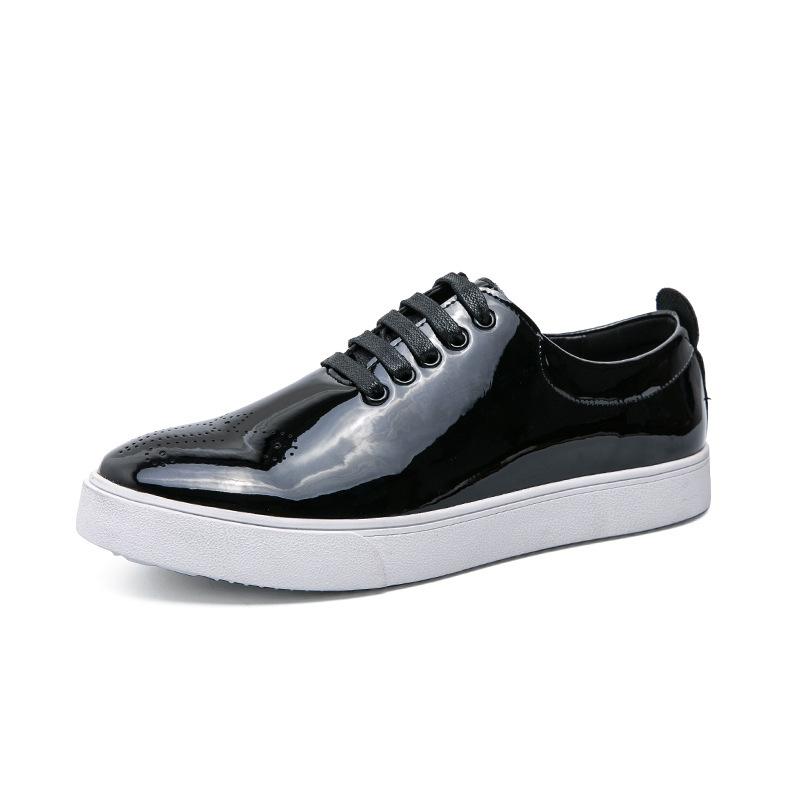 Glossy Leather Men sneakers Fashion Upscale Luxury Casual Men Board Shoes Green Lace Up Casual Shoe Flats Zapatillas Hombre H496