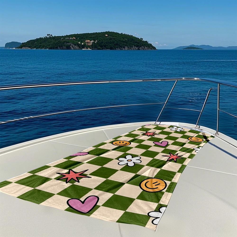 Checkerboard Cute Icons Quick Drying Bath Towel Microfiber beach towel - light weight swimming camping  yoga beach out