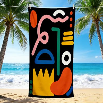 1Pc Abstract Colorful Shapes Beach Towel, Quick Dry, Multi-Use for Beach Pool Gym Yoga Home Travel, Christmas, Halloween, Xmas Gift M928254