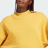 Adidas Lounge French Terry Sweatshirt Solid Color Logo Round Neck Long Sleeve Women Sweatshirt Yellow IJ8440