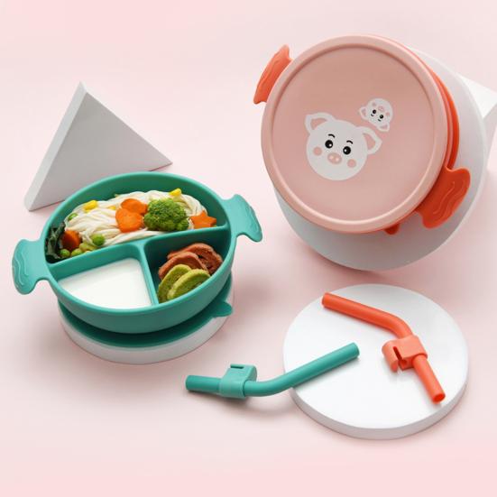 

1 комплект детской тарелки с нескользящим дном, дизайнерская посуда для обучения малышей, блюдо для кормления для домашнего использования