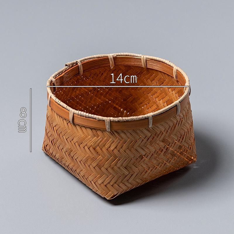 Handwoven Bamboo Retro Snack Basket and Plate for Picnic and Storage