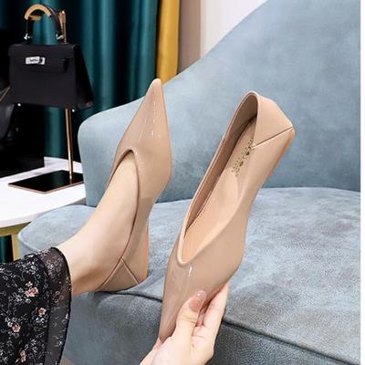 Fashion Women Shoes Shiny Patent Leather Pointed Toe Slip On Flat Shoes Spring Korean Style Casual Shoes