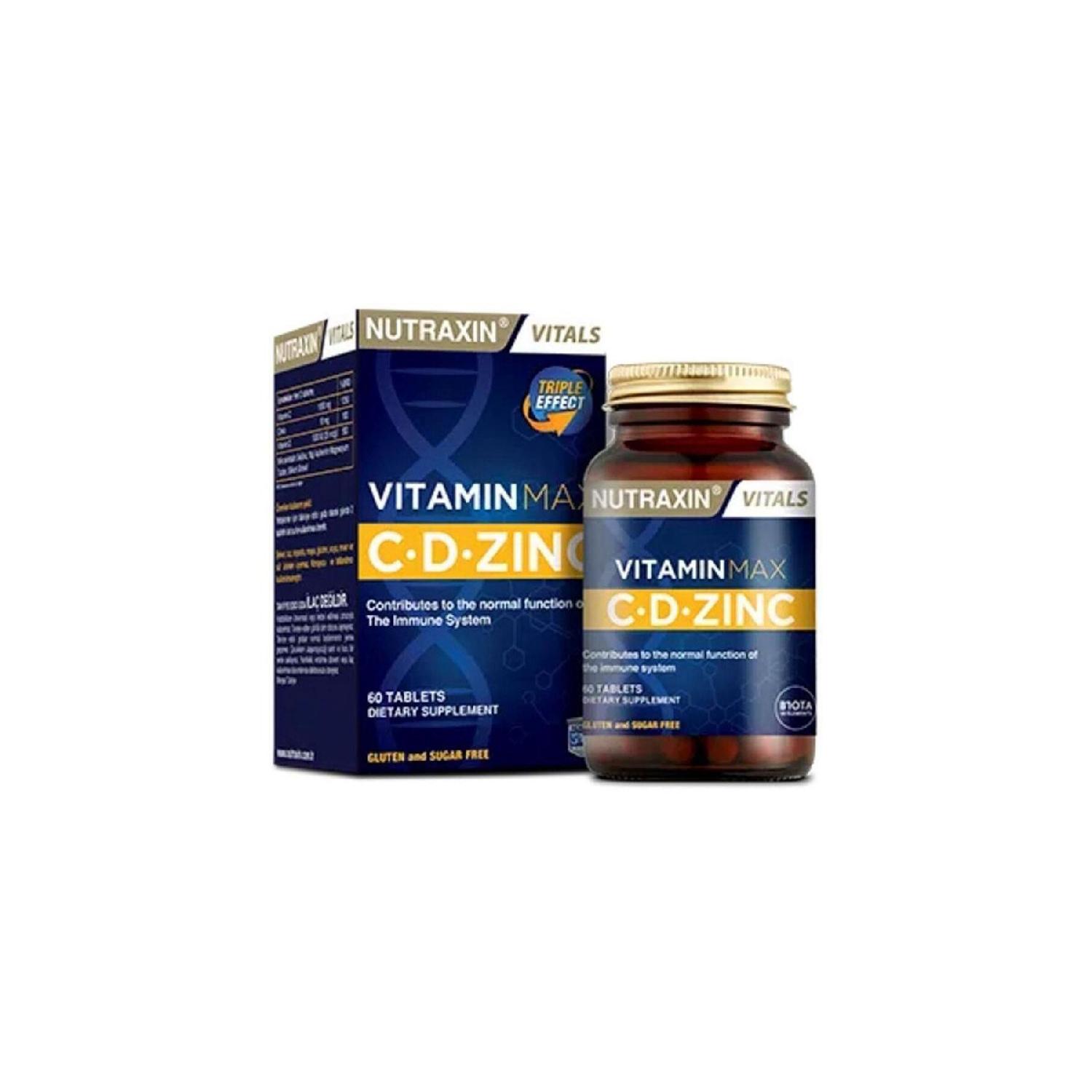 

Vitamin Max Cd-цинкова харчова добавка з цинком і вітамінами C, D 60 таблеток