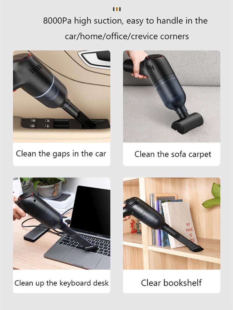 8000Pa Wireless Car Vacuum Cleaner Cordless Handheld Auto Vacuum Home & Car Dual Use Mini Vacuum Cleaner With Built-in Battrery