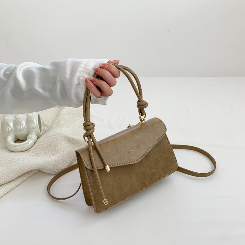 Chic Simple Handheld Shoulder Bag For Women In Black White Brown And Khaki Colors