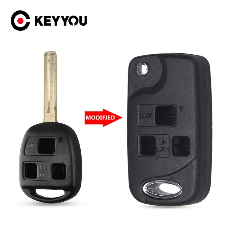 KEYYOU 3 Buttons Flip Folding Remote Key Shell Case For Lexus RX300 SC430 GX470 LS400 GS300 ES330 LX470 Fob Key Cover