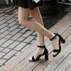 Fashion Women 2025 Summer Fashion Sandals Medium High Heel Block Heel Sandals Outdoor Fashion Sandals Women Heels Black Red Sandalias