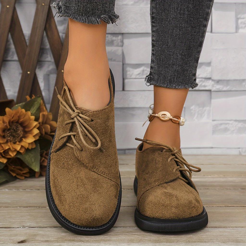 Chic Women's Cover-Style Flats - Comfortable Lace-Up Walking Shoes with Rubber Sole, All-Season Fashion