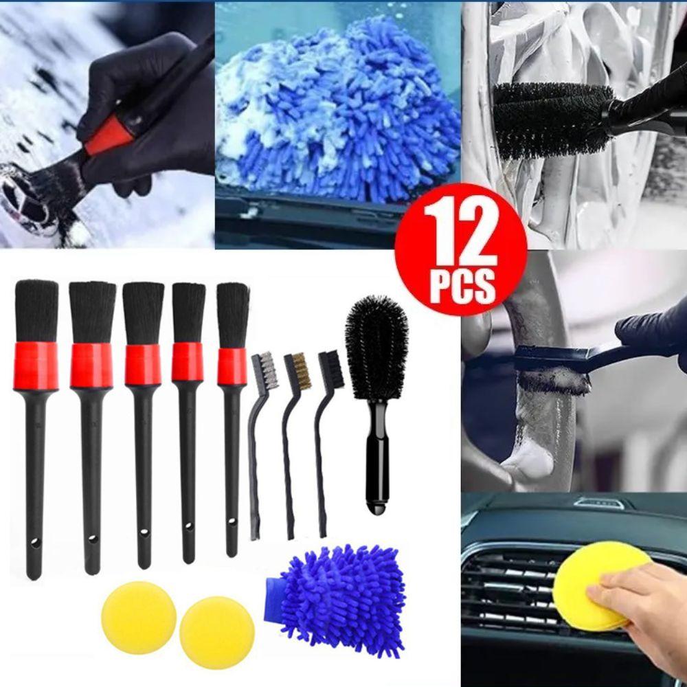 12pcs/Set Tire Brush Car Cleaning Brush Kit Dashboard Car Detailing Brush  Car Seat Cleaning