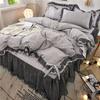 Komfort-Bettrock-Set mit Spitzensaum - Hautfreundliche Bettwäsche, Einzel-/Doppelbett