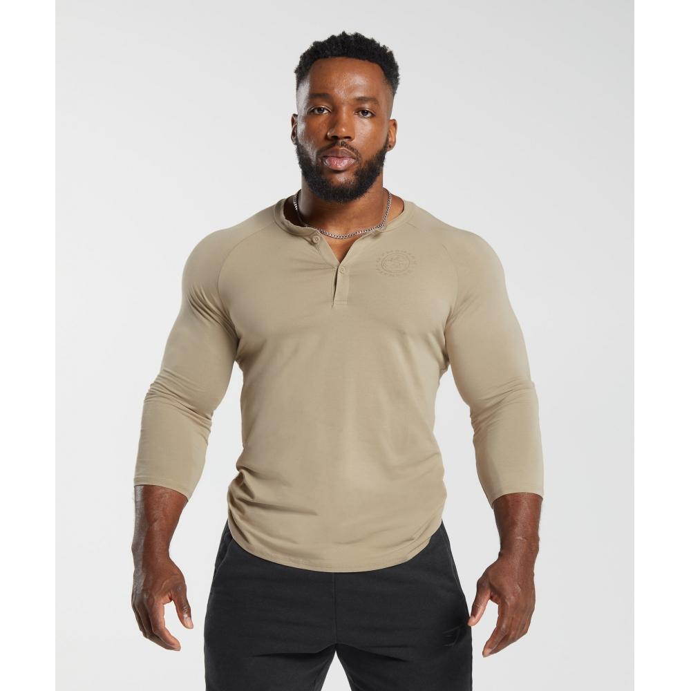 

GYMSHARK Legacy Henley Desert Beige A5A3C NBZJ XS