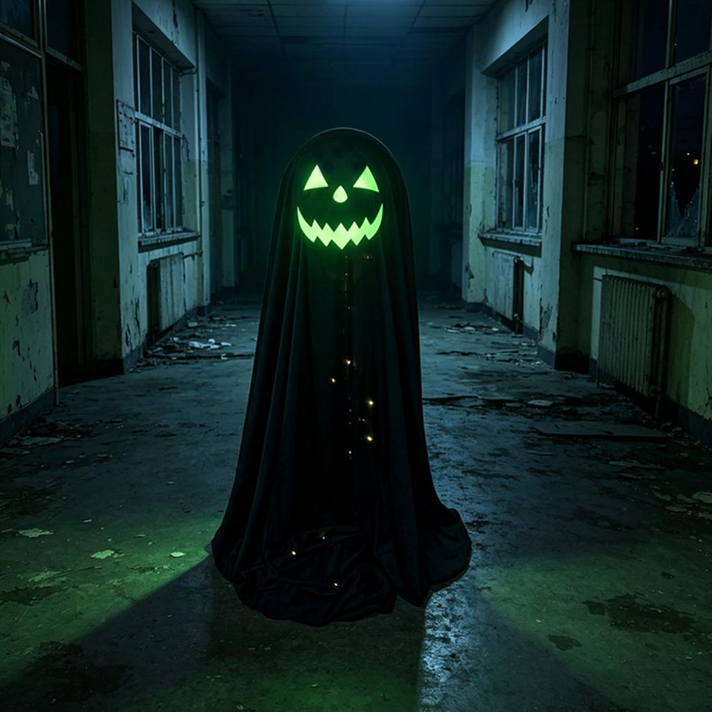 Adjustable Halloween Ghost Decoration with Luminous Face and Extendable Height for Indoor Outdoor Holiday Display 65 To 120cm Requires AA Batteries