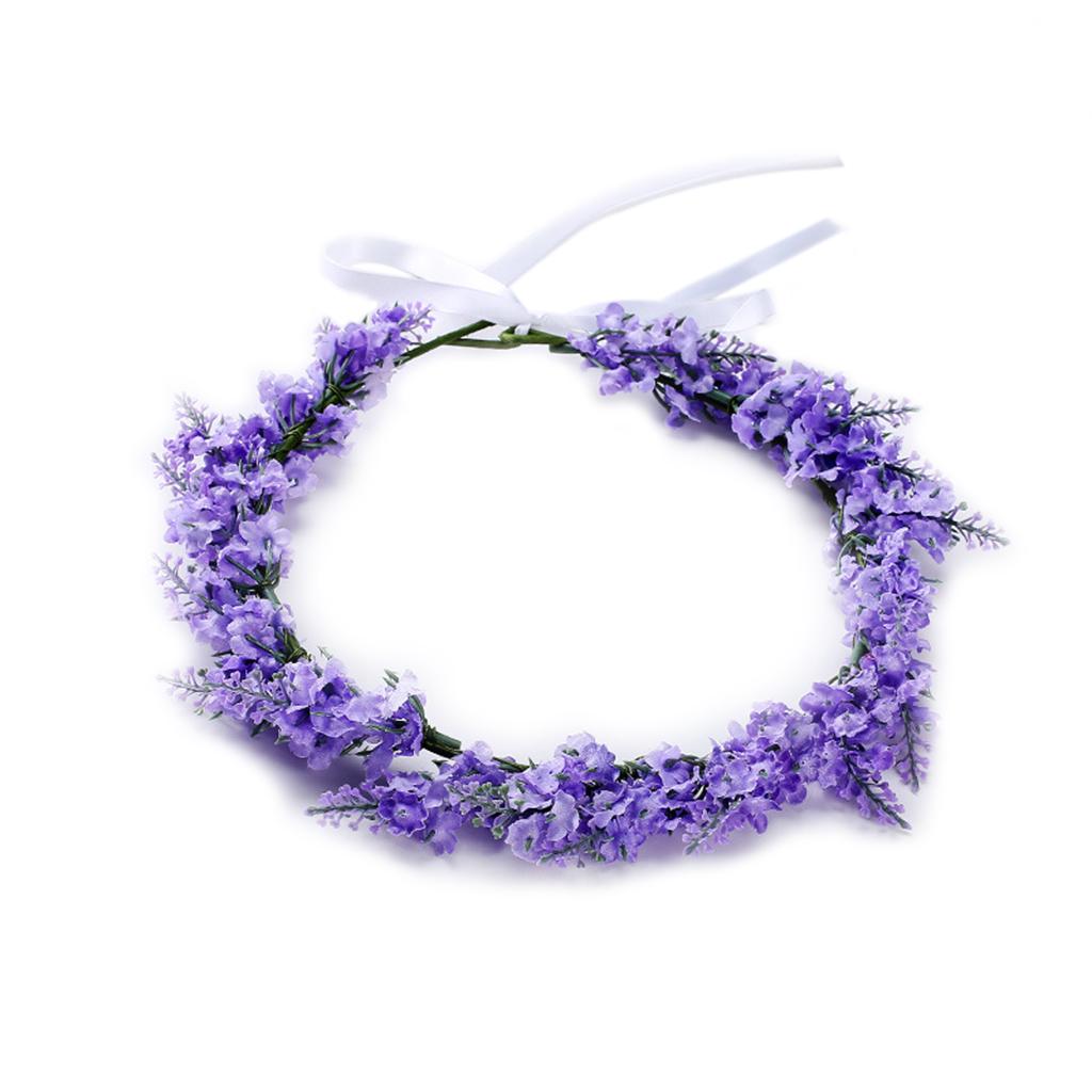 Bride Lavender Floral Hair Band Simulated Flower Headdress Garland Tiara Crown светло-фиолетовый