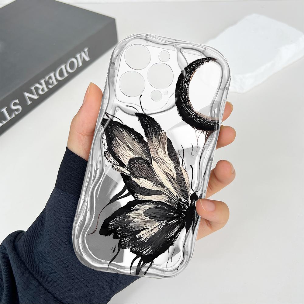 Niedliches Cartoon-Muster Creme Textur Gehäuse Wellenförmiger Rand Weiche Silikonhülle Handyhülle für Huawei Honor Infinix Tecno iPhone