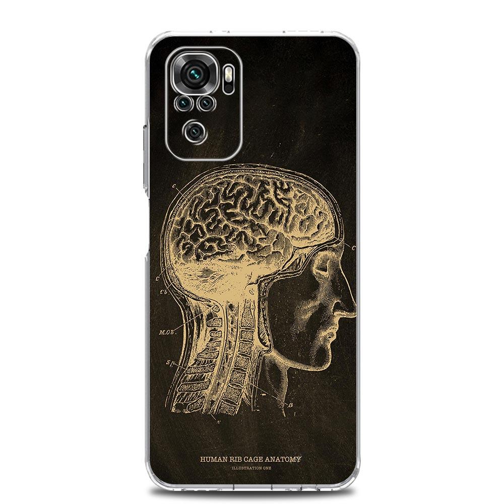 Skeleton Chalkboard Body Heart Phone Case For Xiaomi Redmi Note 13 12 5G 9S 9 8 10 11 Pro Plus 4G 9T 13C 12C10C 9C 9A 7 Cover