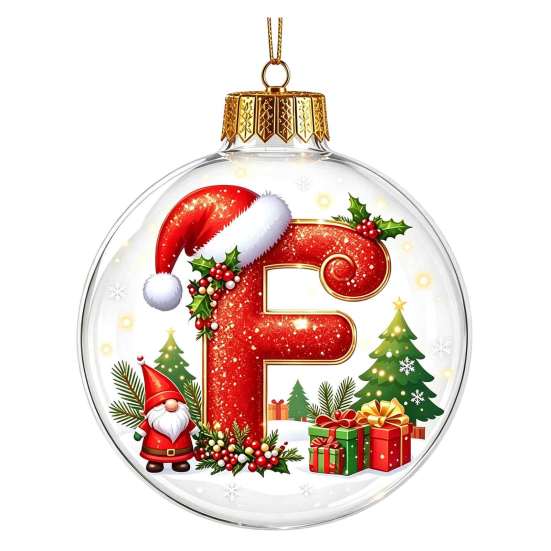 Indoor Outdoor Xmas Hanging Ornaments 26?Letter Acrylic Christmas Ball Ornament, 3D Crystal Style Alphabet Gift Ideas for Family Pendant, Tree Home