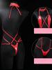 Sexy Hollow Naughty Lingerie Red Bodysuit for Women Exposed Chest Thong Underwear Temptation Erotic Costumes Exotic Nightdress
