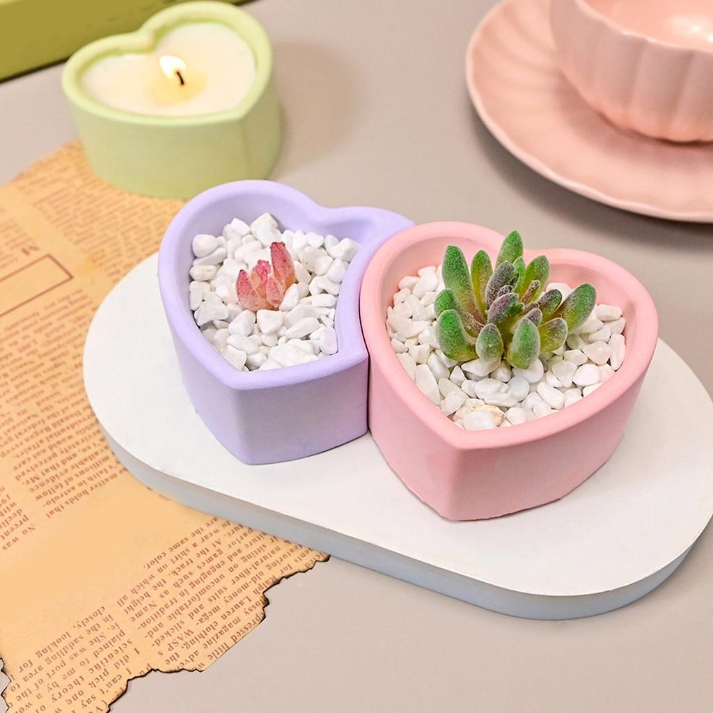 3 Styles Heart Shaped Silicone Mould for Resin Candle Holders Crafting With Smooth Surfaces Designs