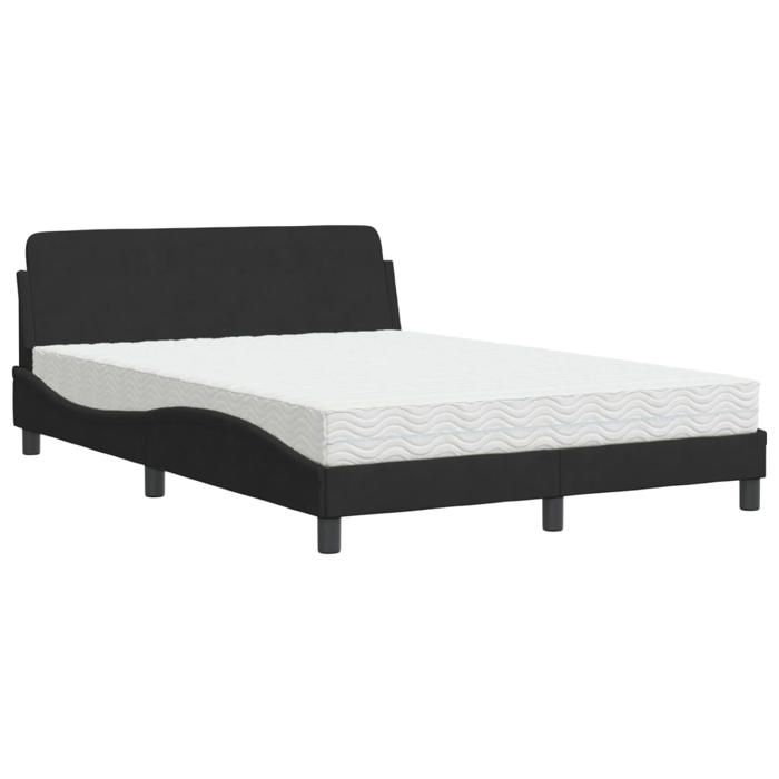 VidaXL Lit avec matelas noir 120x200 cm velours 3208373