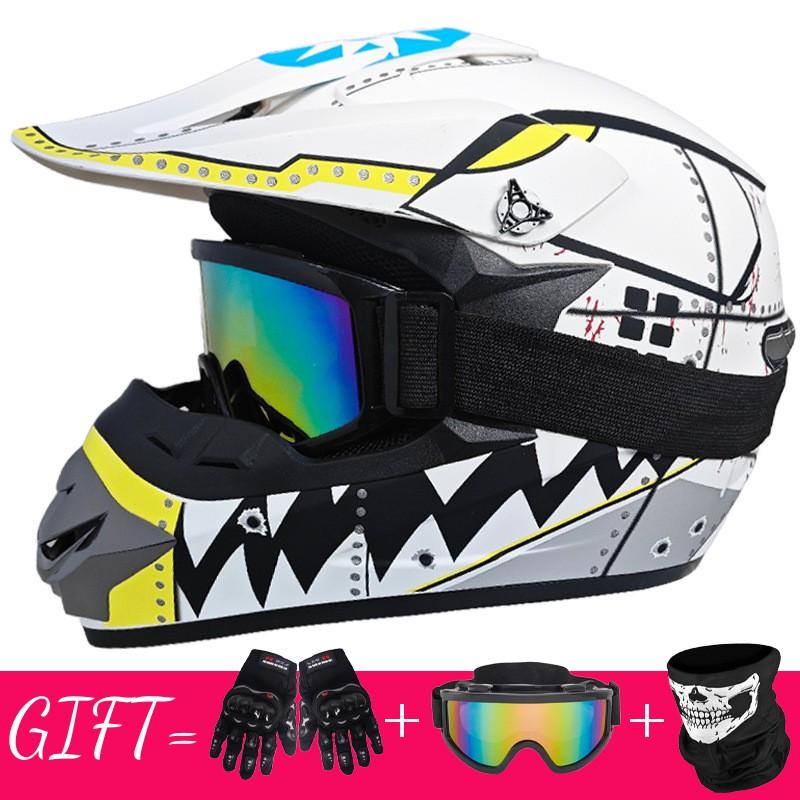 Full Face Mountain Bike Helmet With Goggles Gloves Mask Downhill MTB Trail Riding