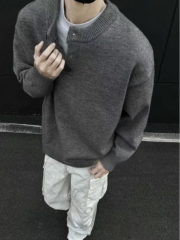 {Arctic fleece} knitted sweater for men and women of the same style, solid color loose autumn and winter crew neck warm sweater