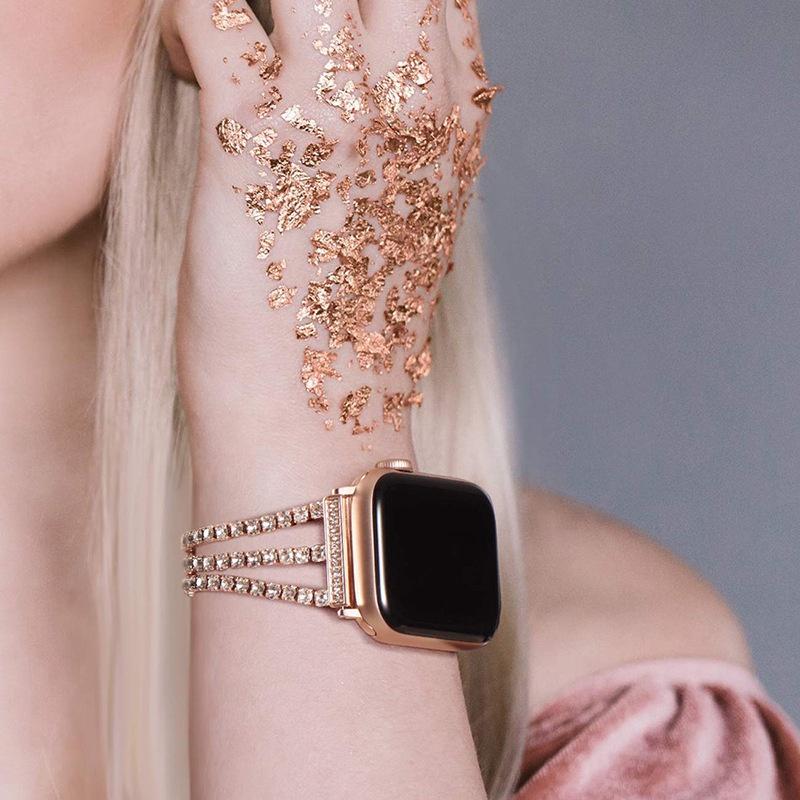 For Samsung Galaxy Watch3 45mm/Gear S3 Frontier/Gear S3 Classic/Huawei Watch GT3 Pro 3 Chains Rhinestones Decor Metal Band 22mm Universal Watch Strap
