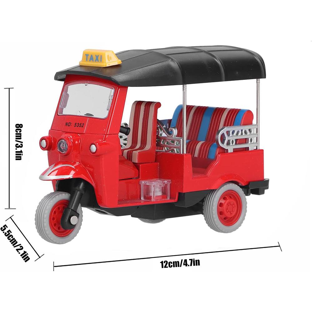 Tirare indietro il triciclo tailandese, giocattolo modello di auto Tuk Tuk TAXI in lega ad alta simulazione per regali per bambini