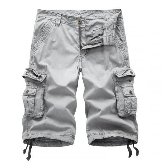 Casual Men's Solid Color Summer Multi-Pockets?Cargo Shorts Loose Fifth Pants