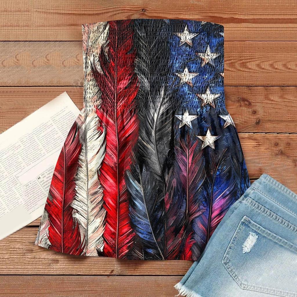 Summer Tube Tops For Women,Cute Sexy Off Shoulder Print Sleeveless T-Shirt