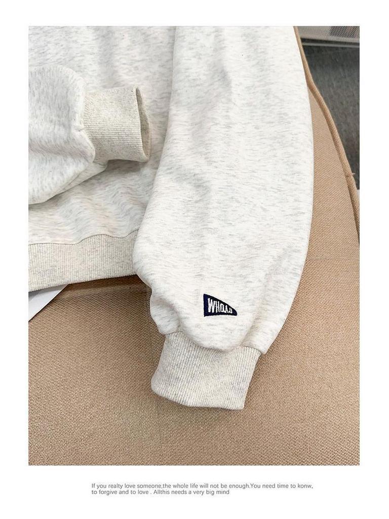 Women's Retro Embroidered Half-Zip Stand Collar Sweater - Autumn/Winter Plus Velvet Long Sleeve Pullover